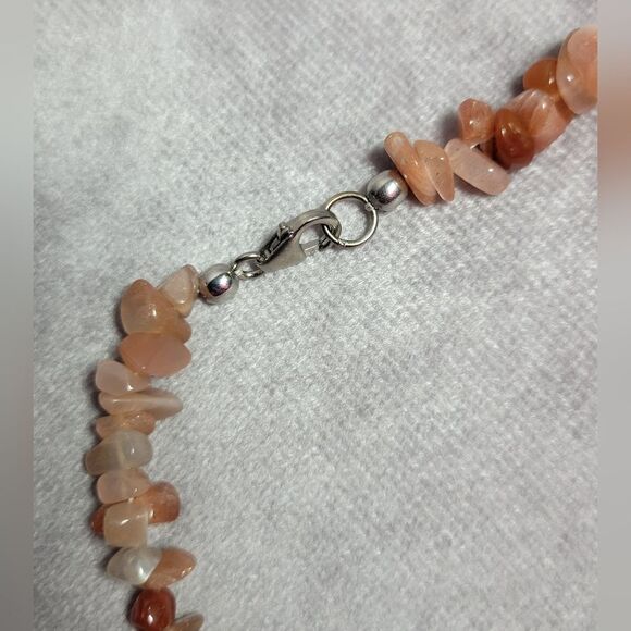 Peach Agate and Thai Black Spinel Necklace - Picture 7 of 16